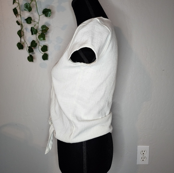 J. Crew White Crop Gauzy Tie Top Size XXS - Picture 4 of 9